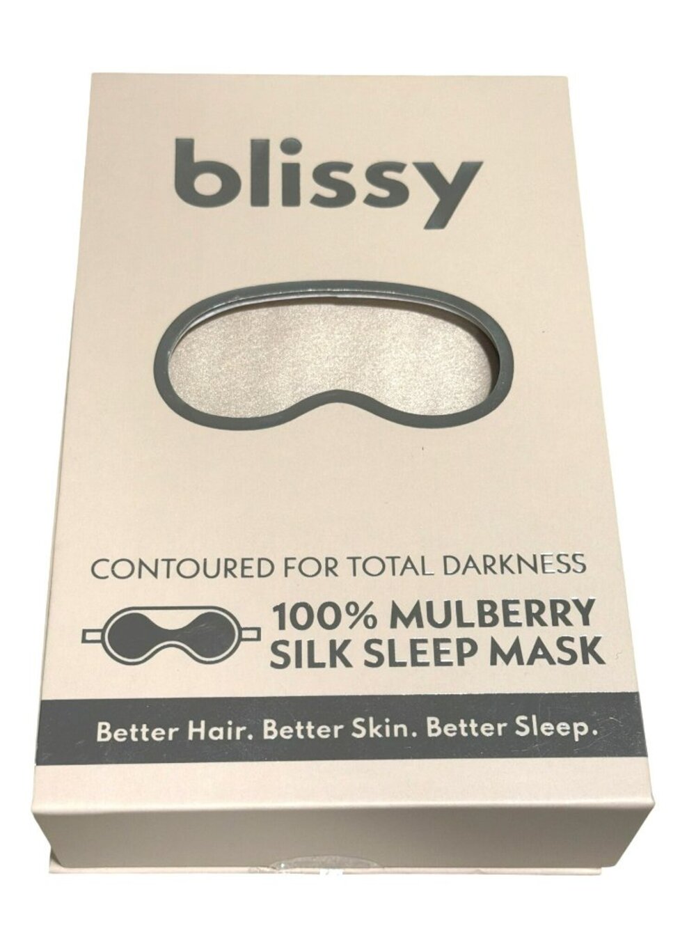 Blissy 100% Mulberry Silk Sleep Mask Champagne Total Darkness